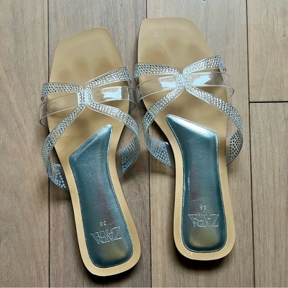 Zara Clear Rhinestone Sandals - Picture 2 of 5